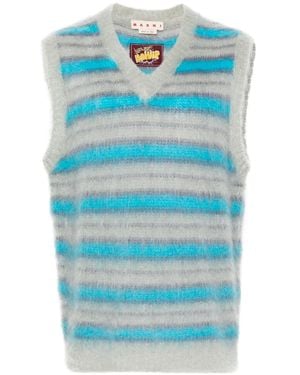Marni Striped-Pattern Knitted Vest - Blue