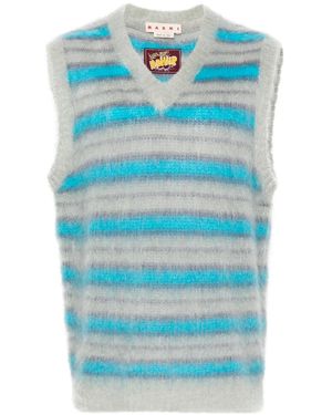 Marni Striped-Pattern Knitted Vest - Blue