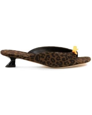 3Juin Penny Bow-Detail Animal-Print Sandals - White