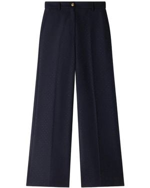 Sandro Rhinestone-Embellished Straight-Leg Pants - Blue