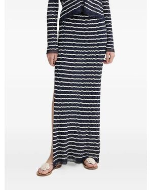 Rag & Bone Jupe Mi-Longue Côtelée À Rayures - Bleu