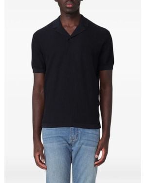 Emporio Armani Ribbed-Knit Polo Shirt - Blue