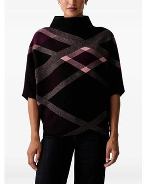 Joseph Ribkoff Plaid Funnel-Neck Jumper - Black