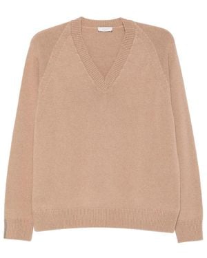 Peserico V-Neck Raglan-Sleeve Sweater - Natural