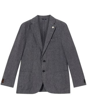 Brooks Brothers Linen Single-Breasted Blazer - Grey