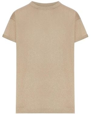 Brunello Cucinelli Lurex-Knit Drop-Shoulder T-Shirt - Natural
