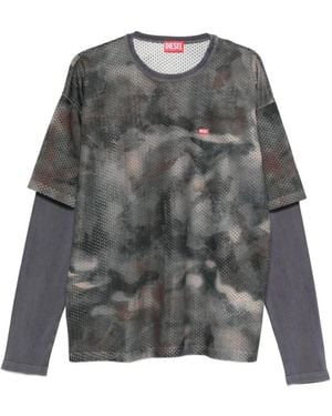 DIESEL Perforated Long-Sleeve T-Shirt - Gray