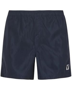 Valentino Garavani Logo-Detail Swim Shorts - Blue