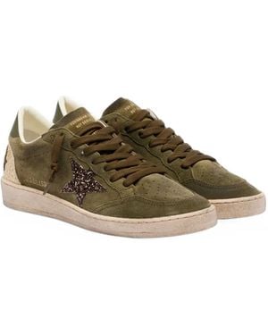 Golden Goose Ball Star Sequin-Embellished Suede Trainers - Brown