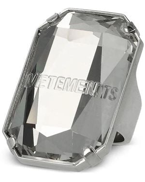 Vetements Baguette Crystal Ring - Grey