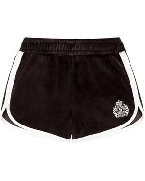 Sporty & Rich Ny Crest Logo Track Shorts - Black