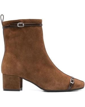 CAREL PARIS 50Mm Buckle-Detail Suede Ankle Boots - Brown