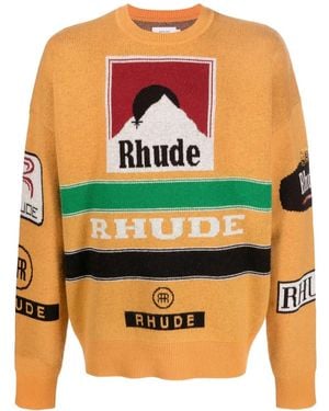 Rhude Pull En Maille Intarsia À Col Rond - Orange