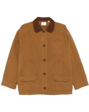 Doen Pascual Contrast-Collar Patch-Pocket Jacket - Brown