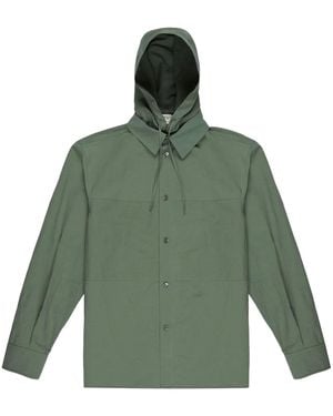 Bally Hooded Shirt Jacket - Green