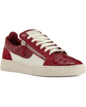 Giuseppe Zanotti Frankie Crocodile-Effect Trainers - Red