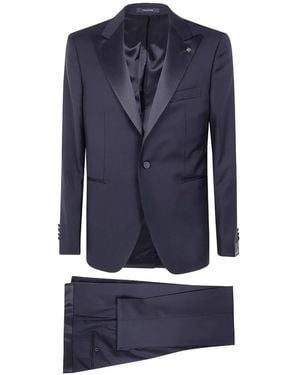 Tagliatore Smoking Met Satijnen Afwerking En Gekerfde Revers - Blauw