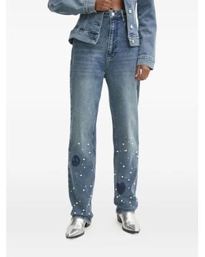 Moschino Pearl-Embellished Jeans - Blue