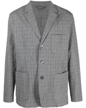 Aspesi Plaid-Pattern Single-Breasted Blazer - Gray