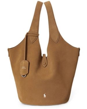 Polo Ralph Lauren Polo Play Suede Small Tote Bag - Brown