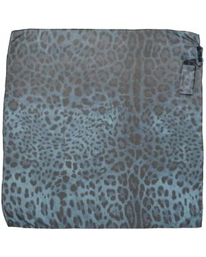 Dolce & Gabbana Leopard-Print Silk Scarf - Blue