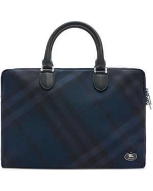 Burberry Karierte Aktentasche - Blau