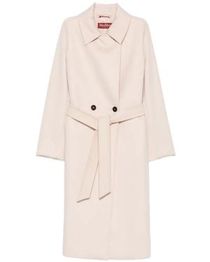 Max Mara Belted Button-Fastening Coat - White
