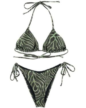 MATINEÉ Kate Zebra-Print Bikini - Metallic