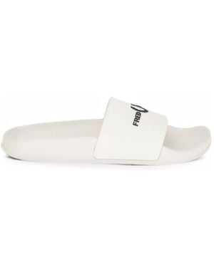 Fred Perry Logo-Print Slides - White