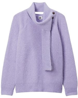 B+ AB Button Roll-Neck Jumper - Purple