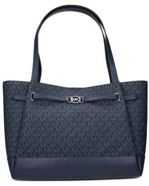 Michael Kors Grand Sac Porté Épaule Reed À Plaque Logo - Blue