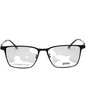 BMW Rectangle-Frame Titanium Glasses - Black