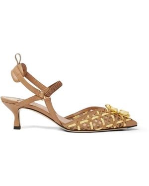 Fendi Colibri Interwoven Flower Court Shoes - Metallic