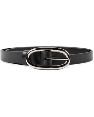 Tory Burch Oval-Buckle Leather Belt - White