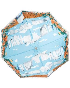 Moschino Floral-Print Umbrella - Blue