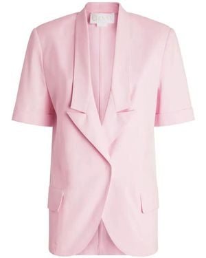 Genny Flap-Pockets Short-Sleeves Blazer - Pink