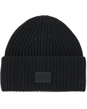 Bogner Larah Logo-Patch Ribbed-Knit Beanie Hat - Black