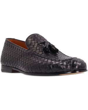 Doucal's Woven-Leather Tassel-Embellished Loafers - Black