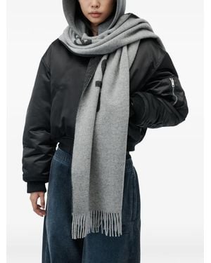 Alexander Wang Logo-Intarsia Fringed Hoodie Scarf - Black