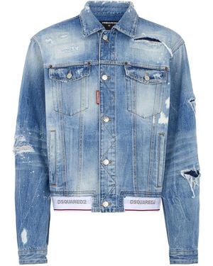 DSquared² Distressed Denin Jacket - Blue