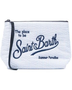 MC2 Saint Barth "Aline" Seersucker Stripes Pouch - White