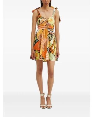 Never Fully Dressed Tie-Strap Floral Print Mini Dress - Yellow