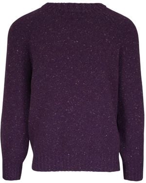 Brunello Cucinelli Raglan-Sleeve Speckled Sweater - Purple
