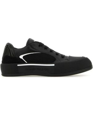 McQueen Skate Deck Plimsoll Trainers - Men's - Canvas/nappa Leather/rubber/calf Leather - Black