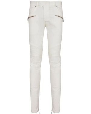 Balmain Vaqueros Biker slim de talle medio - Blanco