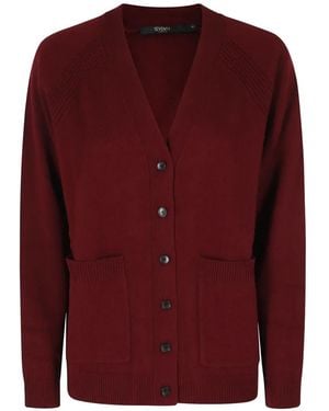 Seventy Patch-Pocket V-Neck Cardigan - Red