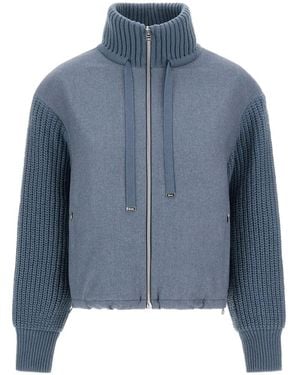 Herno Knitted-Panel Jacket - Blue