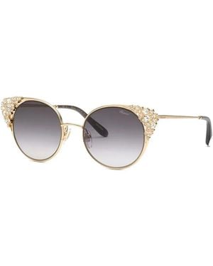 Chopard Runde Sonnenbrille Mit Kristallen - Mettallic