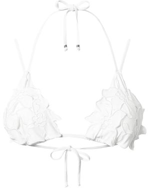 Twinset Floral-Appliqué Triangle Bikini Top - White
