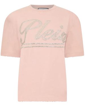 Philipp Plein Logo-Strass T-Shirt - Pink